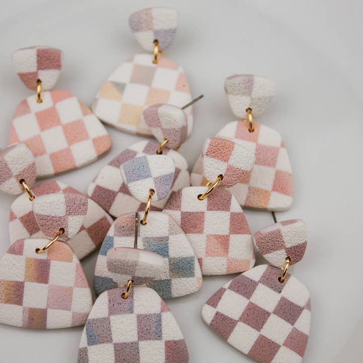 Pendenti con stampa a quadretti arcobaleno per la vendita all'ingrosso da parte di Lucky Penny Designs