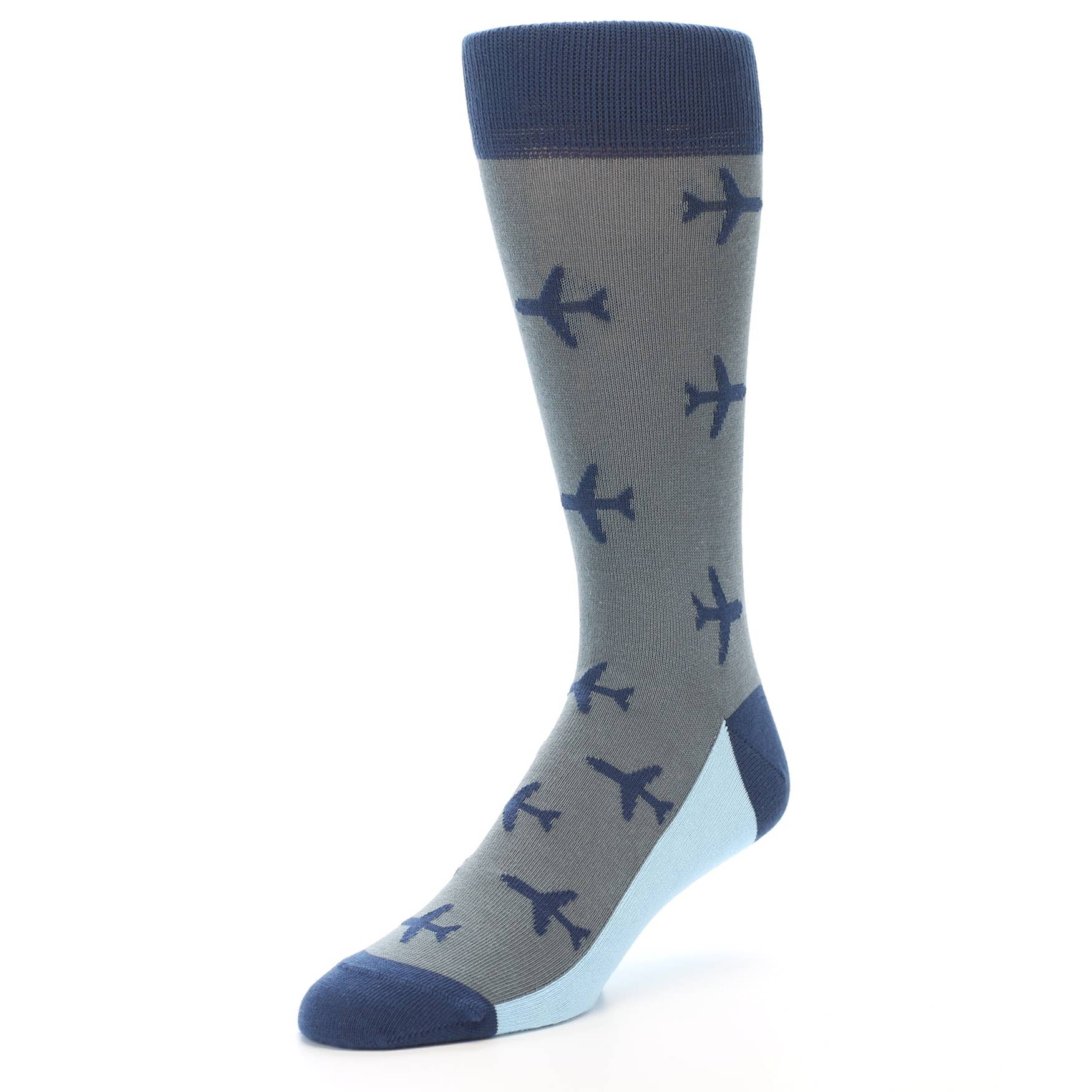 Statement Sockwear - Wholesale Socks - Men's - Gray Navy Airplane Aviation Pilot Men’s Dress Socks2