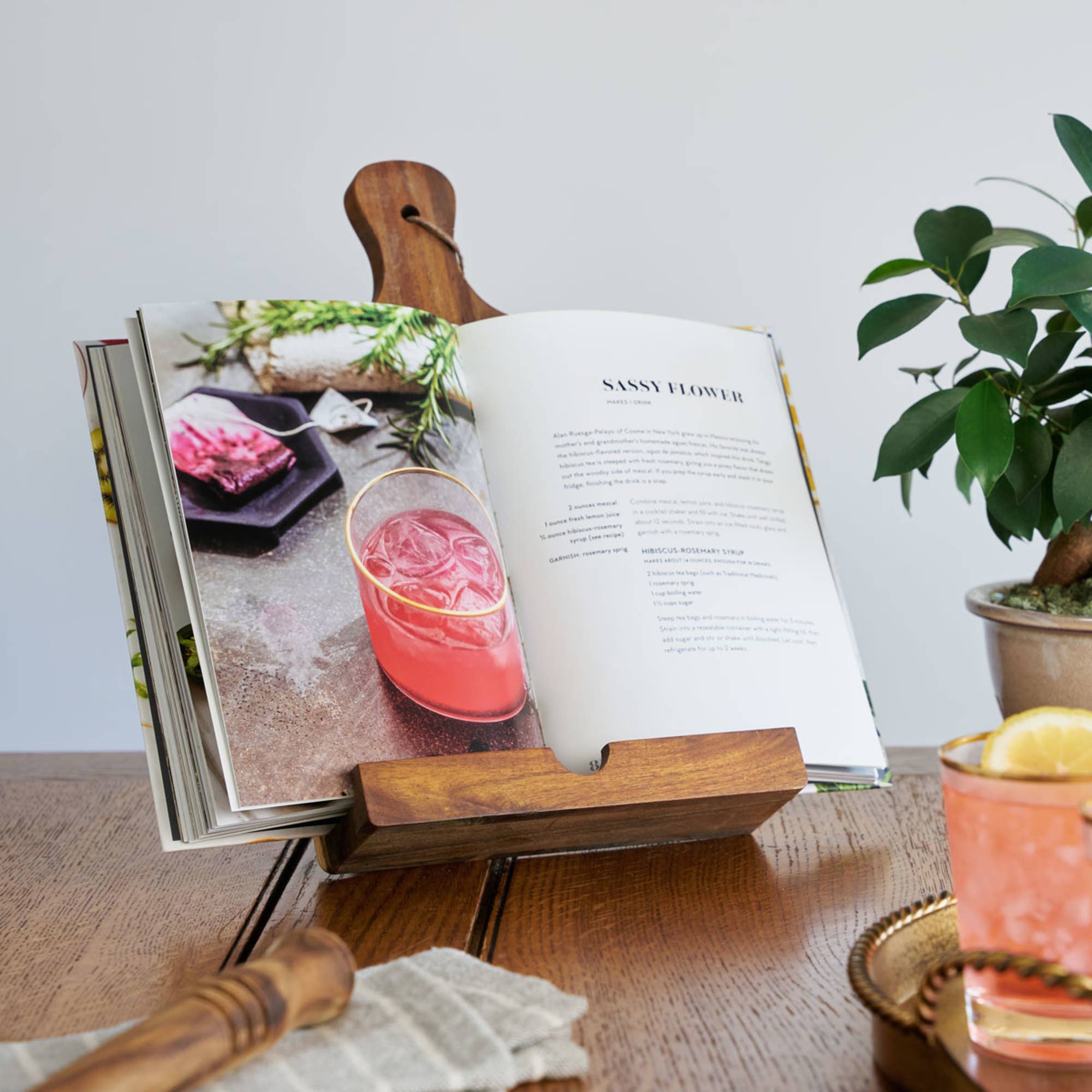 Twine - Wholesale Book Stand - Acacia Cookbook Stand Tablet Holder with Hanging Strap2