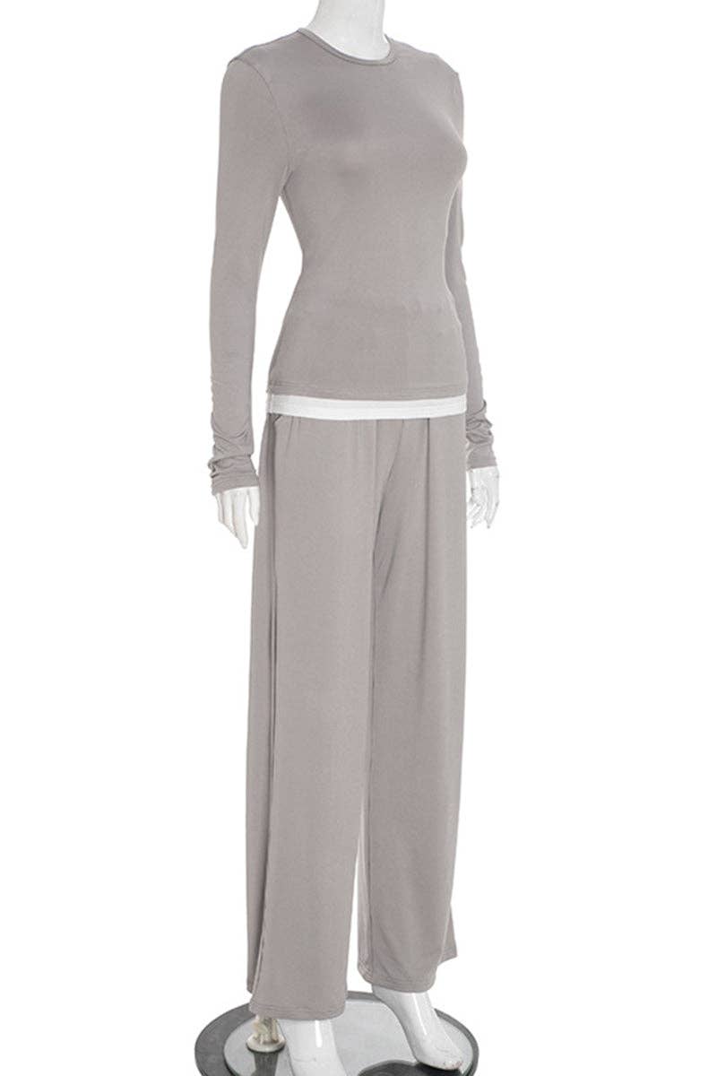 GREY Long-Sleeve Flared Pants Set for wholesale on Faire3