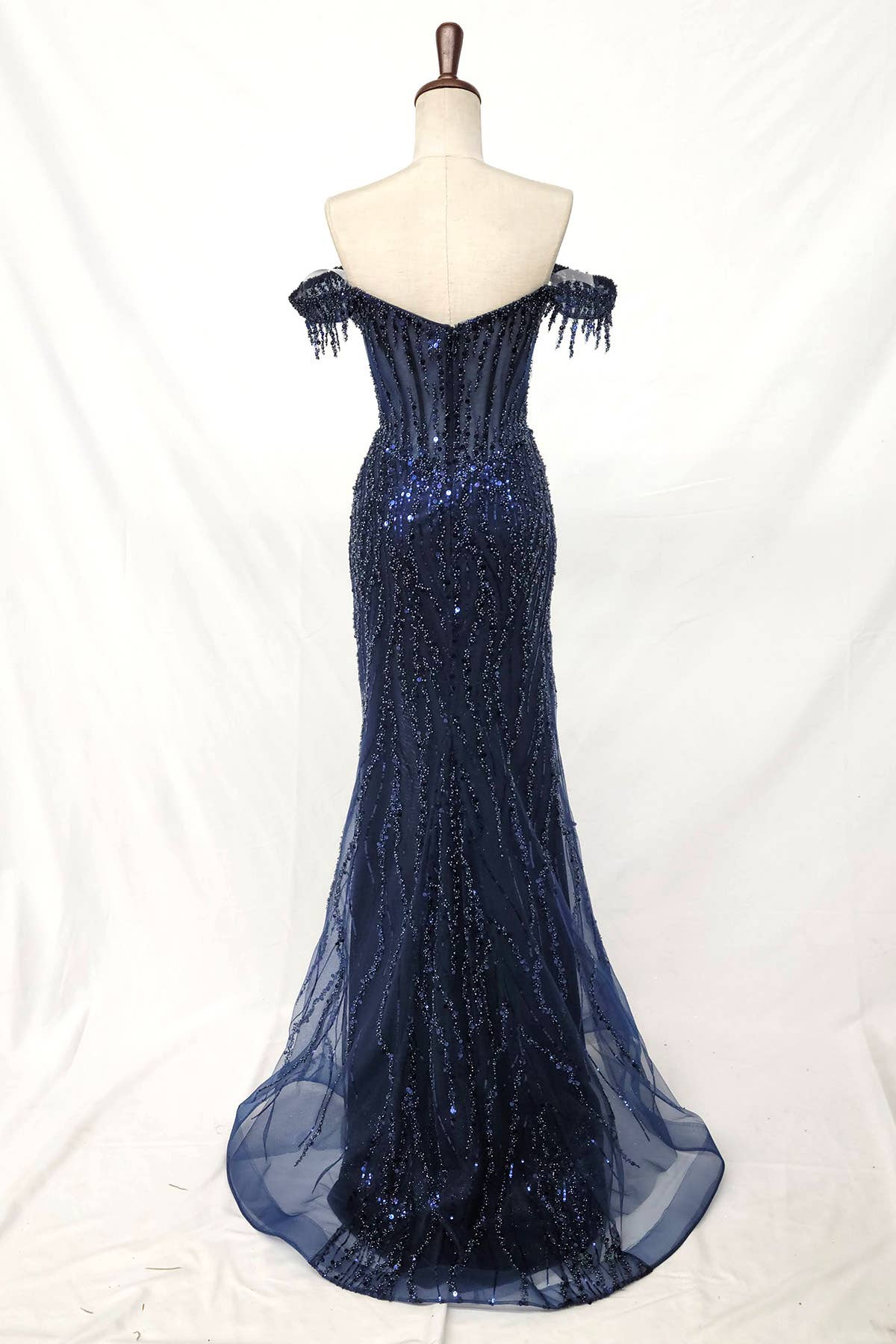 Chicas - Wholesale Gown - Women's - Off the Shoulder Sequin and Bead Long Dress C33139