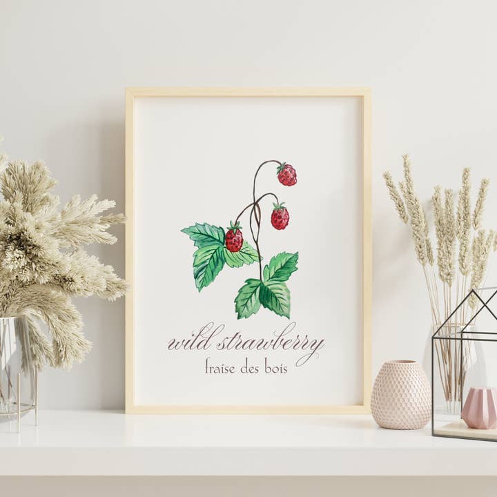 Wild Strawberry - Watercolor Art Print for wholesale by Moonlight Makers