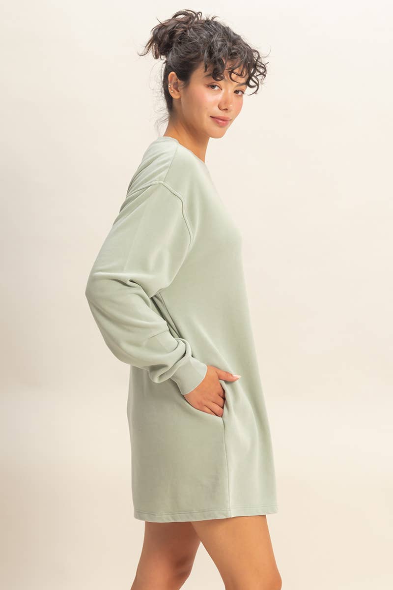 HYFVE – wholesale Dress – Women's – Mineral Washed Oversized Mini Sweatshirt Dress33