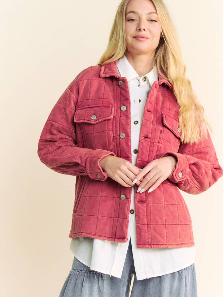 Davi & Dani - Wholesale Jacket - Women's - PLUS POCKET BUTTON FRONT SHACKET SHIRT JACKET2