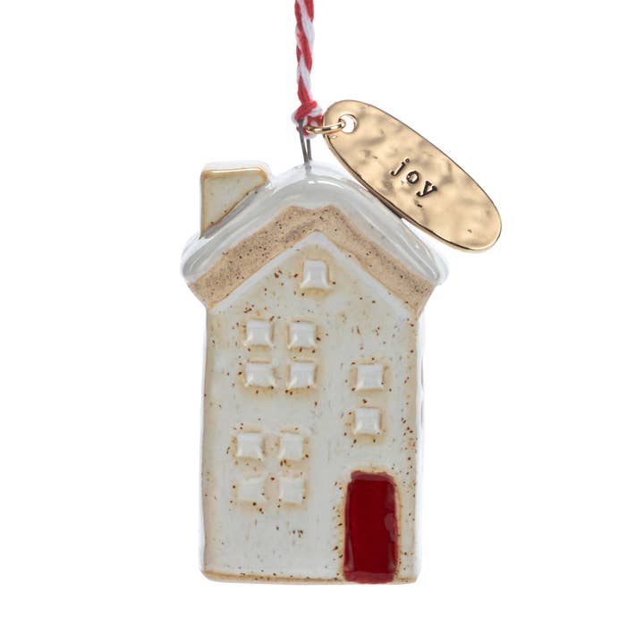 Joy Cream House Shaped Ornament - 1.5x2in for wholesale by DEMDACO