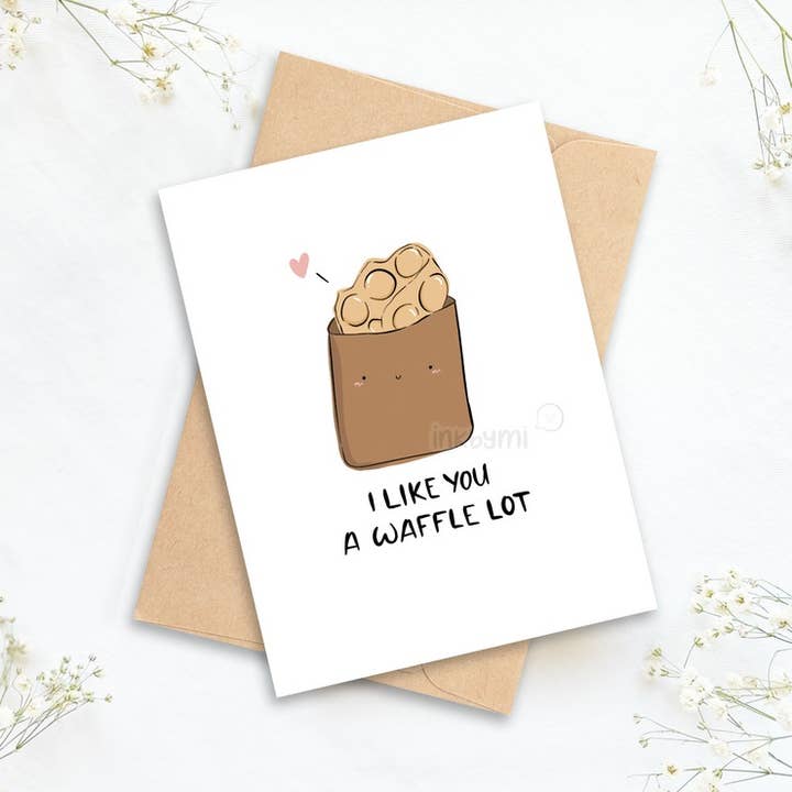 I Like You a Waffle Lot Greeting Card Greeting Card for wholesale by inkbymi