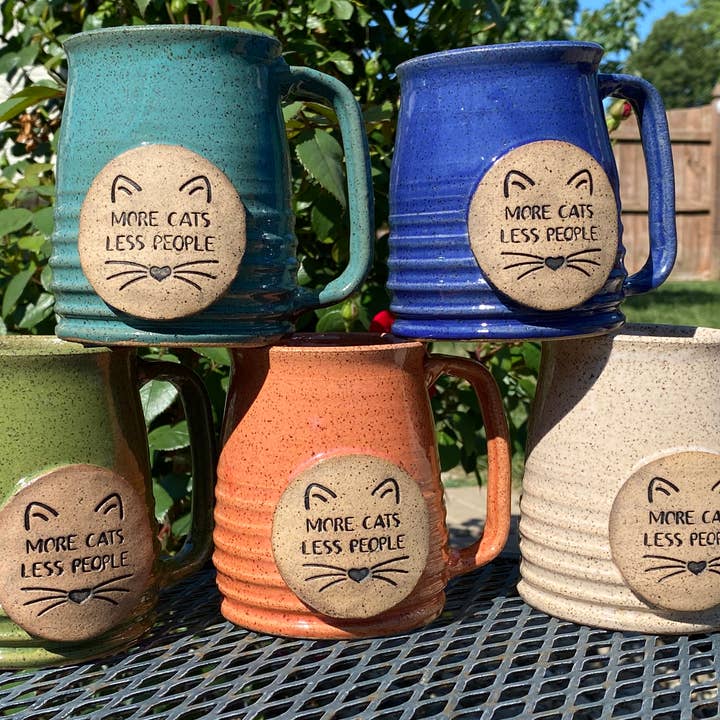 More cats less people mug for wholesale by Fatty Frog Pots Handmade Pottery