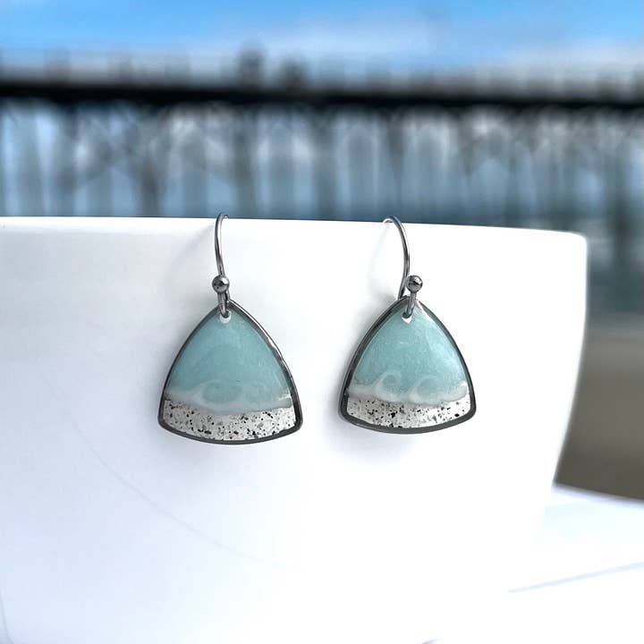 Custom Sand Triangle Wave Dangle Earrings | Beach Sand for wholesale by Sandy Beaches Shop