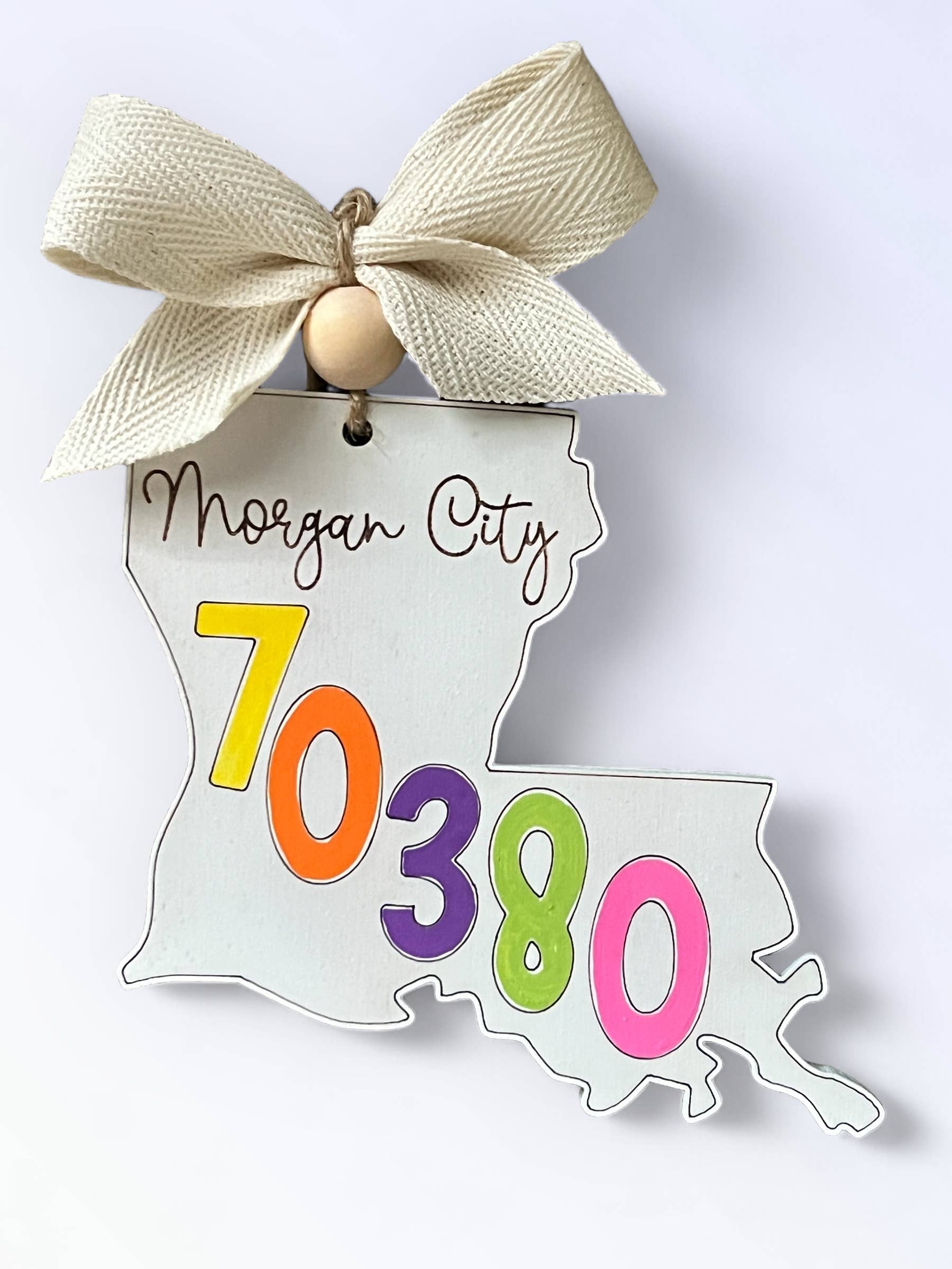 Geaux Magnolia - Venta al por mayor Adornos - Ornamento estatal con nombre de ciudad, código postal Merry Christmas City3