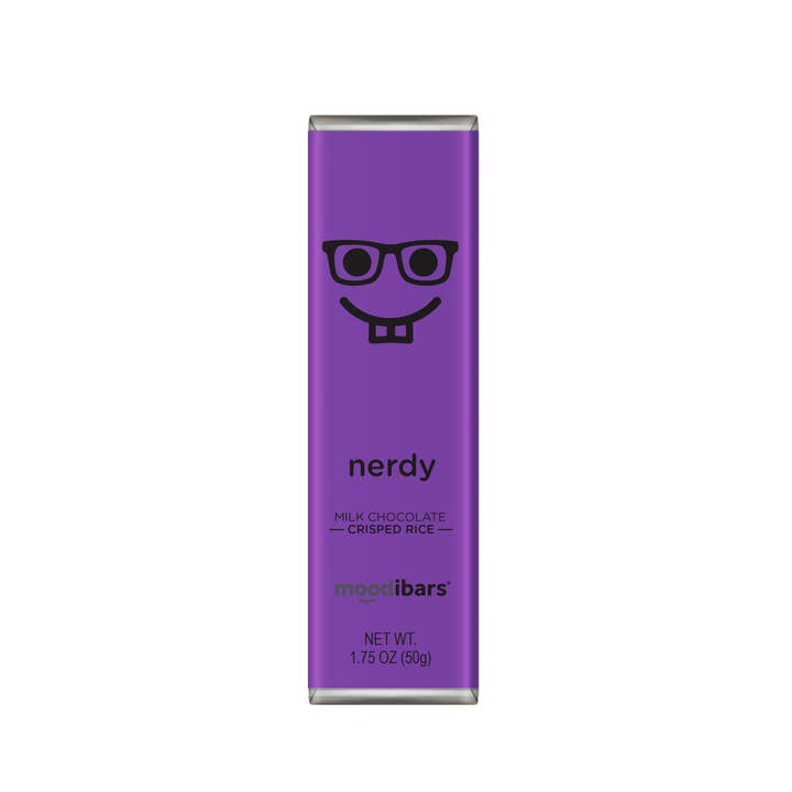 Astor Chocolate Corp. - Wholesale Chocolate Bar - Moodibars® NERDY fine Milk Chocolate Crisped Rice 1.75oz bar