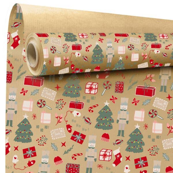 kadopapier.net – Großhandel Geschenkpapierrolle – Noella – Rolle Geschenkpapier – Weihnachten Rot – 60 Gramm gestrichenes Kraftpapier – 69x50m0