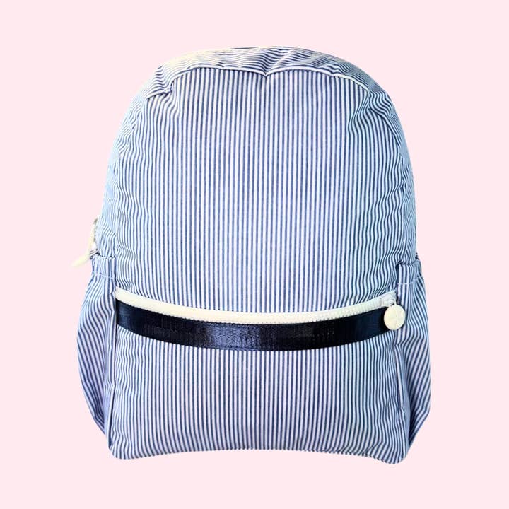 Mint – wholesale Ryggsäck - Barn – Marinblå Preppy Randig ~GLANSIG~ Medium Ryggsäck med Fickor | Mint0