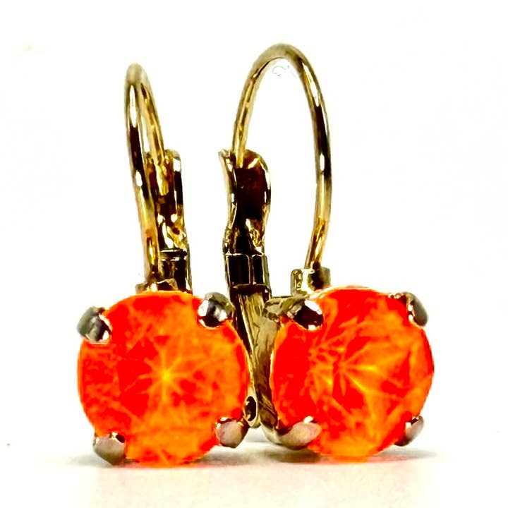 Boucles d'oreilles en cristal, boucles d'oreilles orange, boucles d'oreilles scintillantes pour la vente par Heartmade Jewelry
