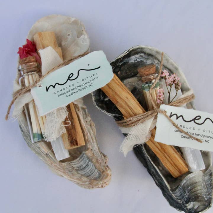 ME Candles + Ritual - Wholesale Spiritual Stone/Crystal - Cleansing Ritual - Palo Santo, Selenite, Matches, Oyster Shell