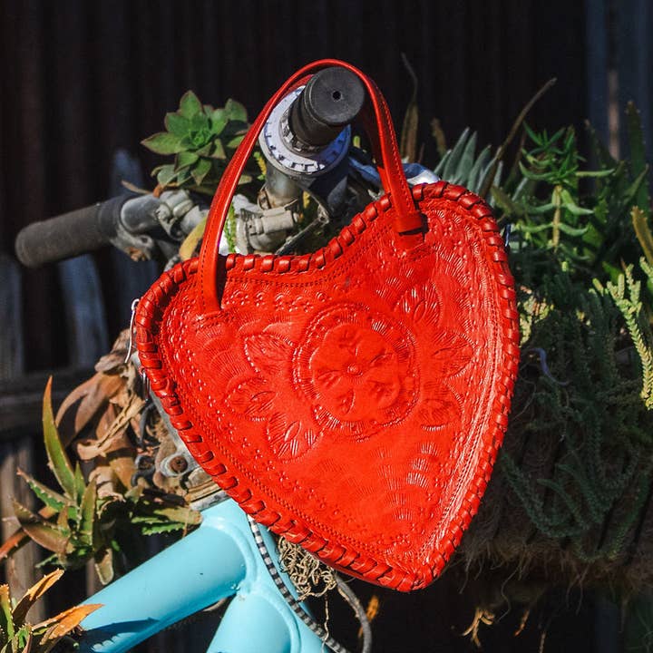 Adela Artisan Made LLC - Wholesale Crossbody Bag - Women's - Red Heart Leather Purse0