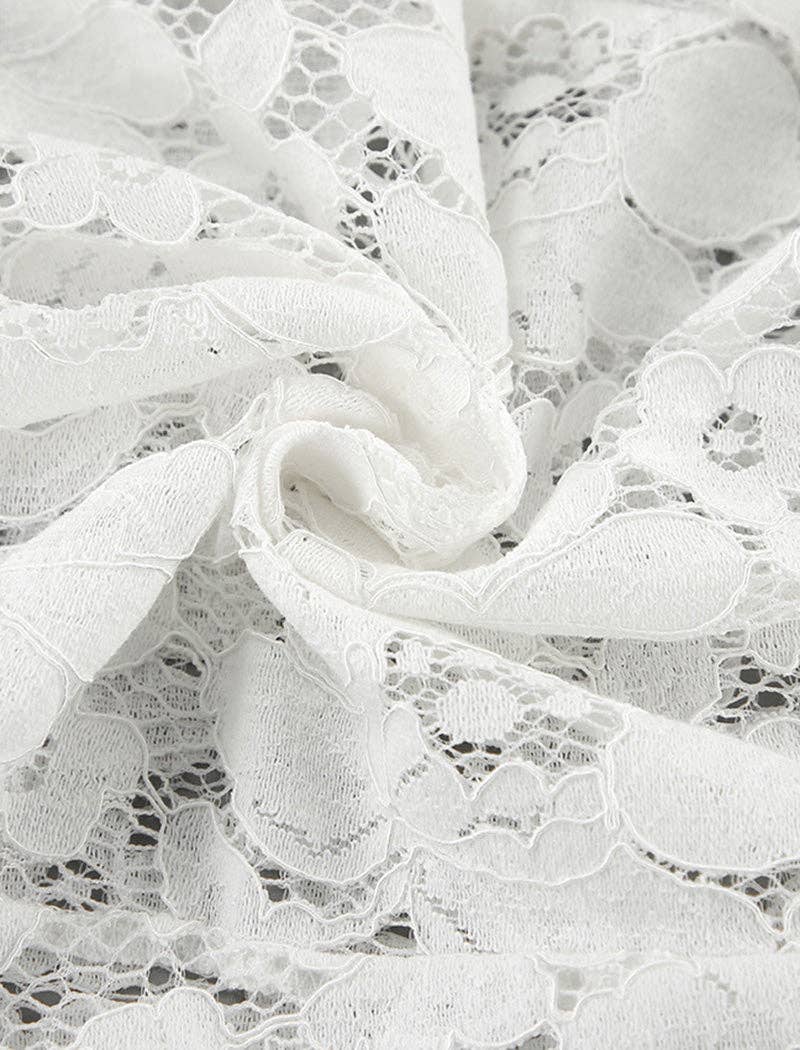 WHITE Sheer Floral Lace High-Waisted Pants for wholesale on Faire8