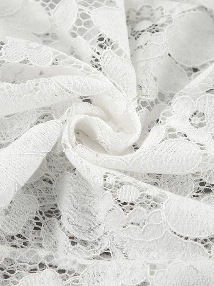 WHITE Sheer Floral Lace High-Waisted Pants for wholesale on Faire8