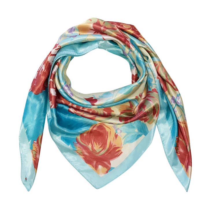 Wrapables.com - Wholesale Scarf - Women's - Wrapables Silk Satin Floral Neckerchief 35 x 35 Inch Square13