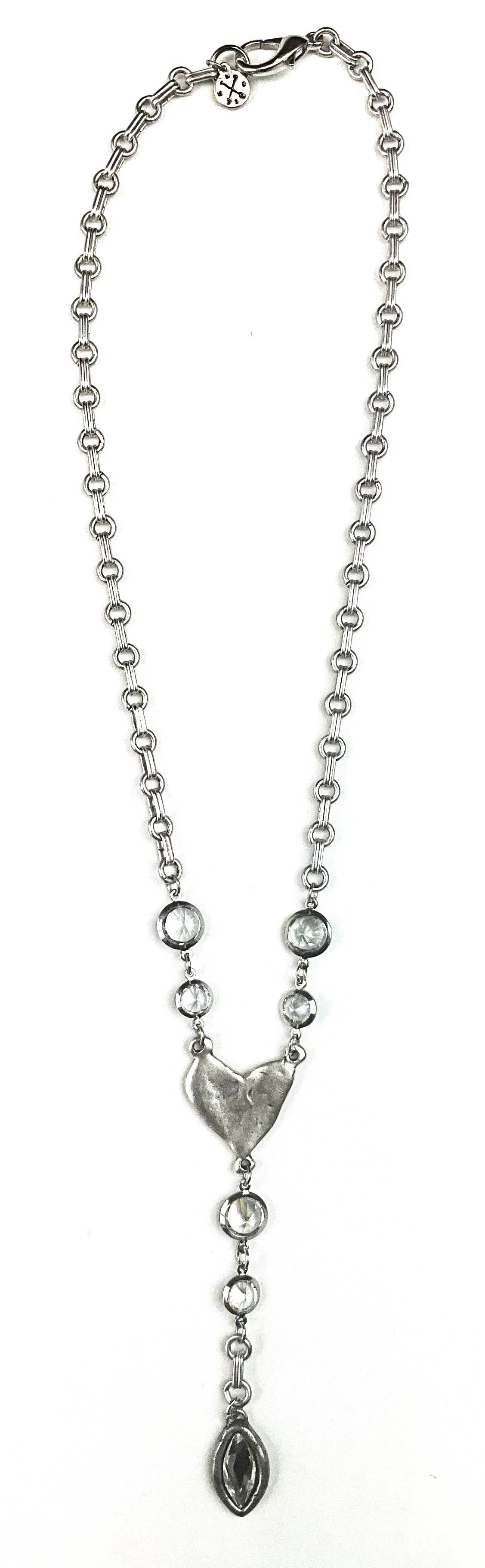 Lost & Found Trading - Wholesale Pendant/Charm Necklace - XNS087 NK-Short Chain & Glass Channel Links Heart Y