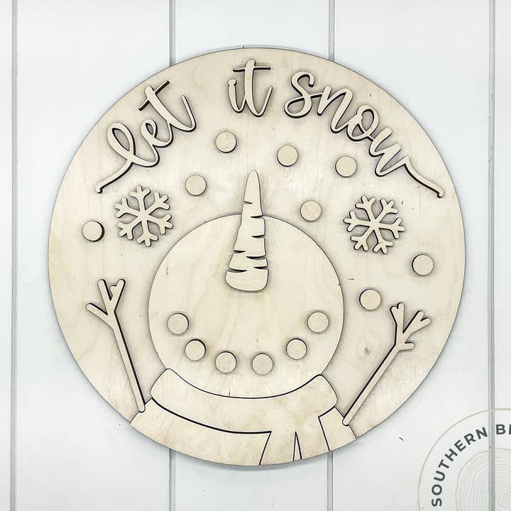 Let It Snow 3D Round Blank for wholesale by Southern Birch Company