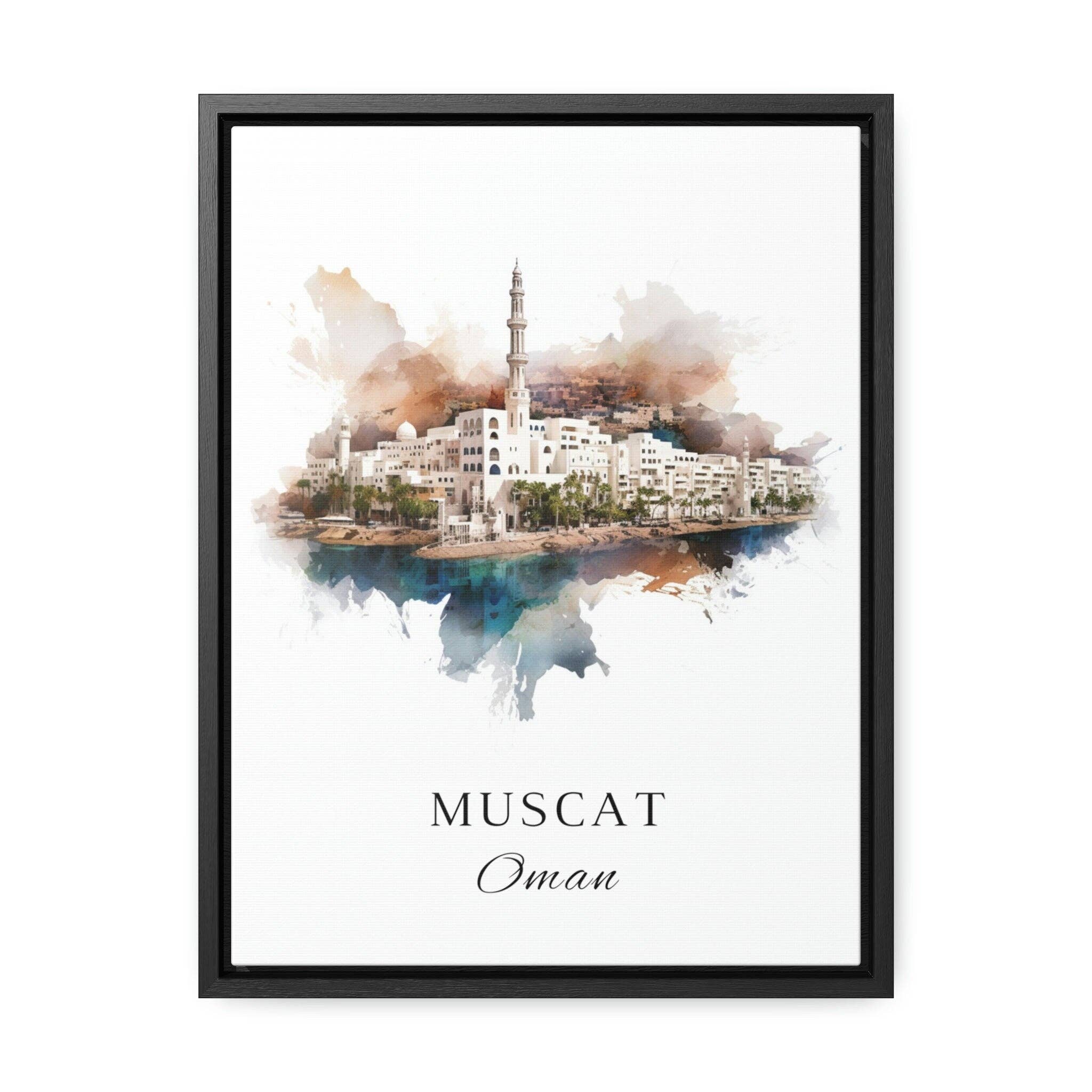 Premium Travel Art - Wholesale Art Print - Muscat traditional travel art - Oman, Muscat poster, Wedding gift, Birthday present, Custom Text, Personalised Gift1