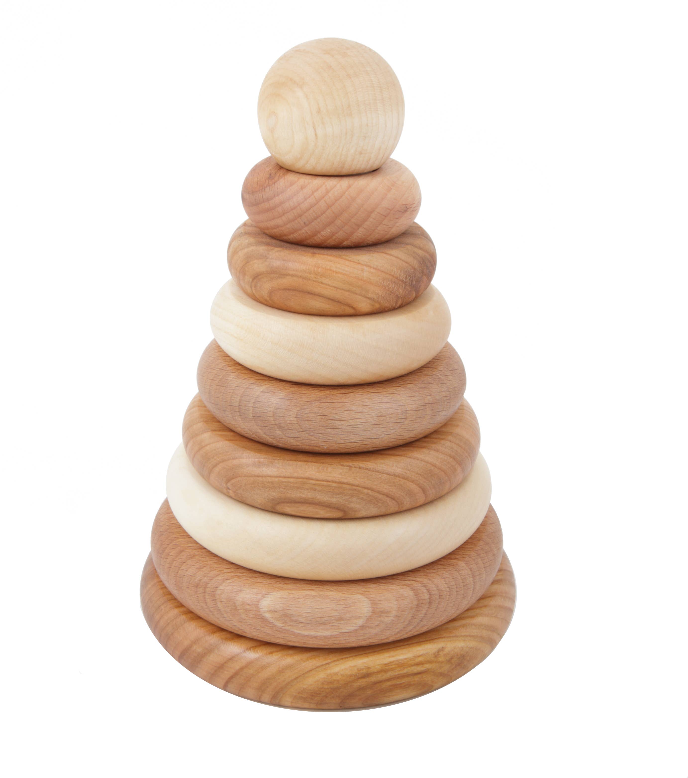 Wooden Story Sp. z o.o. - Wholesale Stacking Rings Game - Baby - Natural round pyramid - montessori stacker