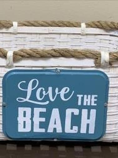 Love The Beach Woven Basket W/Rope Handles for wholesale by DNS Designs
