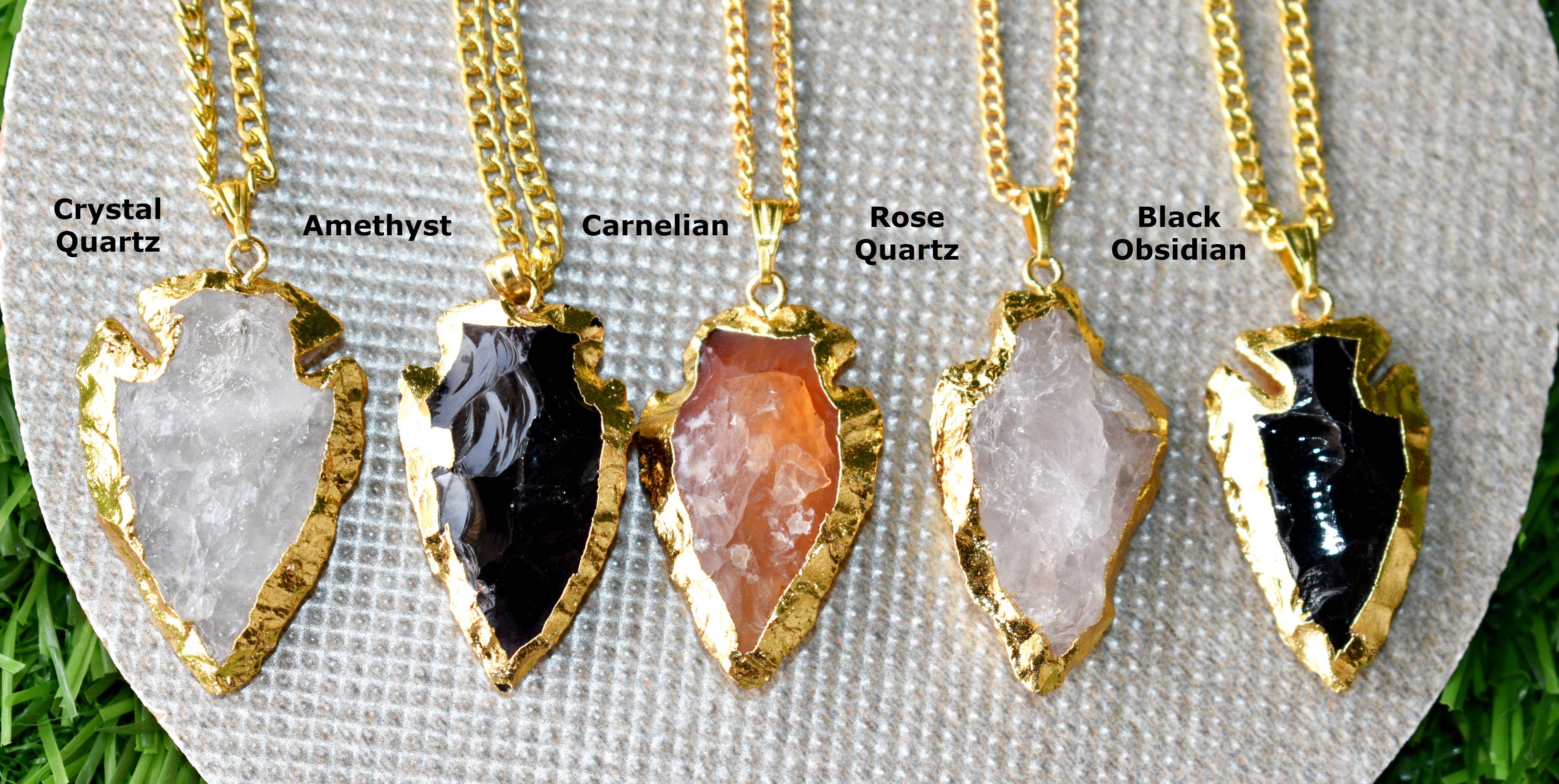 Soothing Crystals - Wholesale Individual Charm/Pendant - Arrowhead Pendant| Electroplated Gold| Genuine Stone Jewelry2