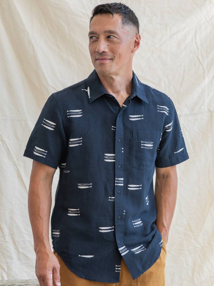 Harbor Slim Shirt / Navy Pacific Herring for wholesale on Faire