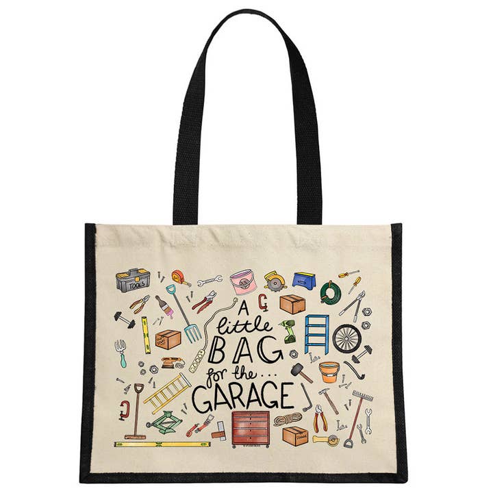 Una pequeña bolsa para el garaje Bolsa de yute crema y negra para venta al por mayor de Stubbs Mugs