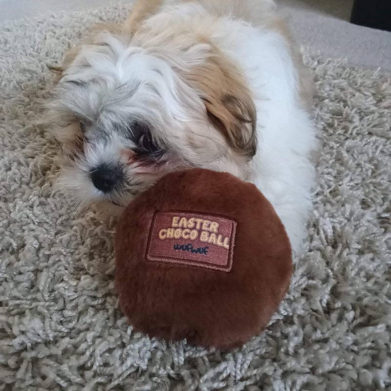 WufWuf – Großhandel Plüschtier – Hund – WufWuf Oster Choco Ball Plüsch-Hundespielzeug2