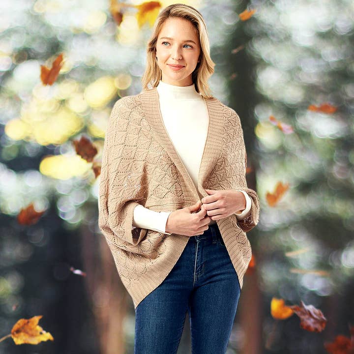 Soft Patterned Crochet Shrug for wholesale by Sensibling Corp.