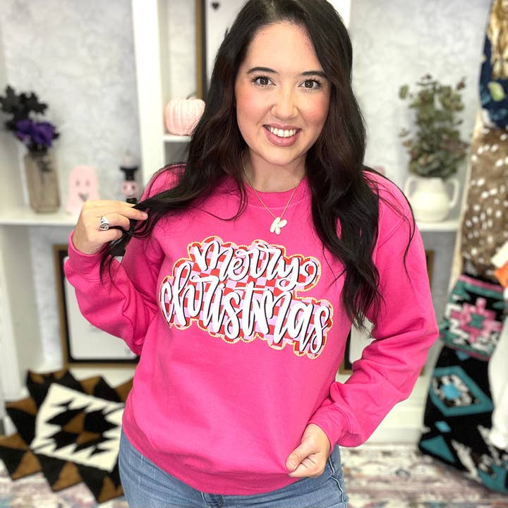 Crewneck graphique à carreaux Joyeux Noël pour la vente par Festivitees