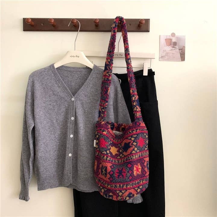 Plush Looks - Wholesale Crossbody bag – Women's - Fur Print Crossbody Shoulder Bucket Bag