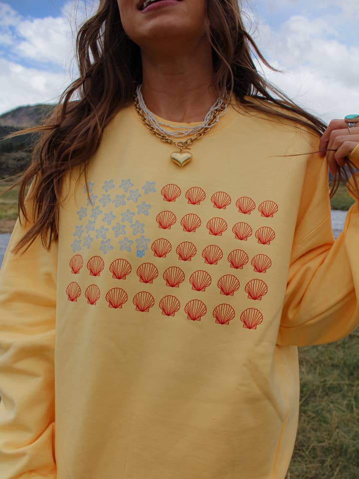 Shell Flag Crewneck for wholesale by Raine Company