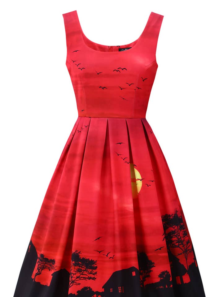 Amanda Red Sunset Dress for wholesale by Dolly & Dotty