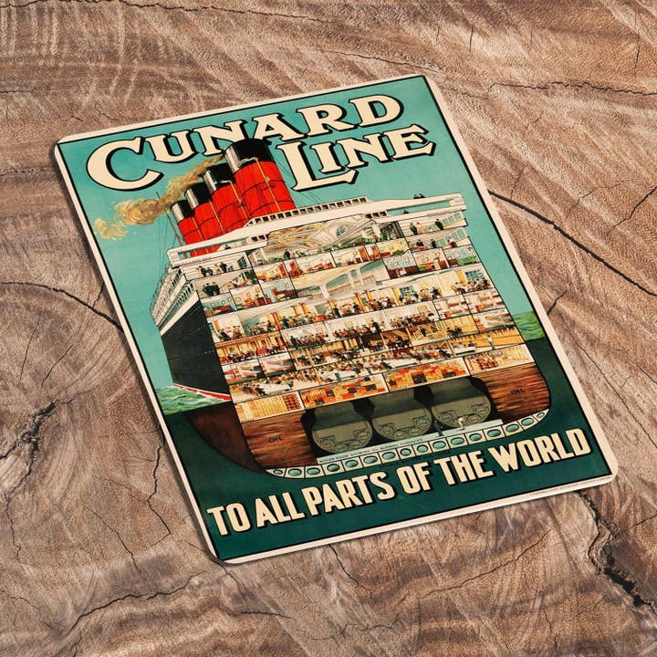Cunard Line To all Parts Of The World Metal Sign for wholesale by The British Metal Signs Company