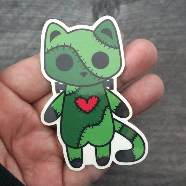 Stitches the Frankenstein Cat - Vinyl Sticker for wholesale by Monster Kitty Society