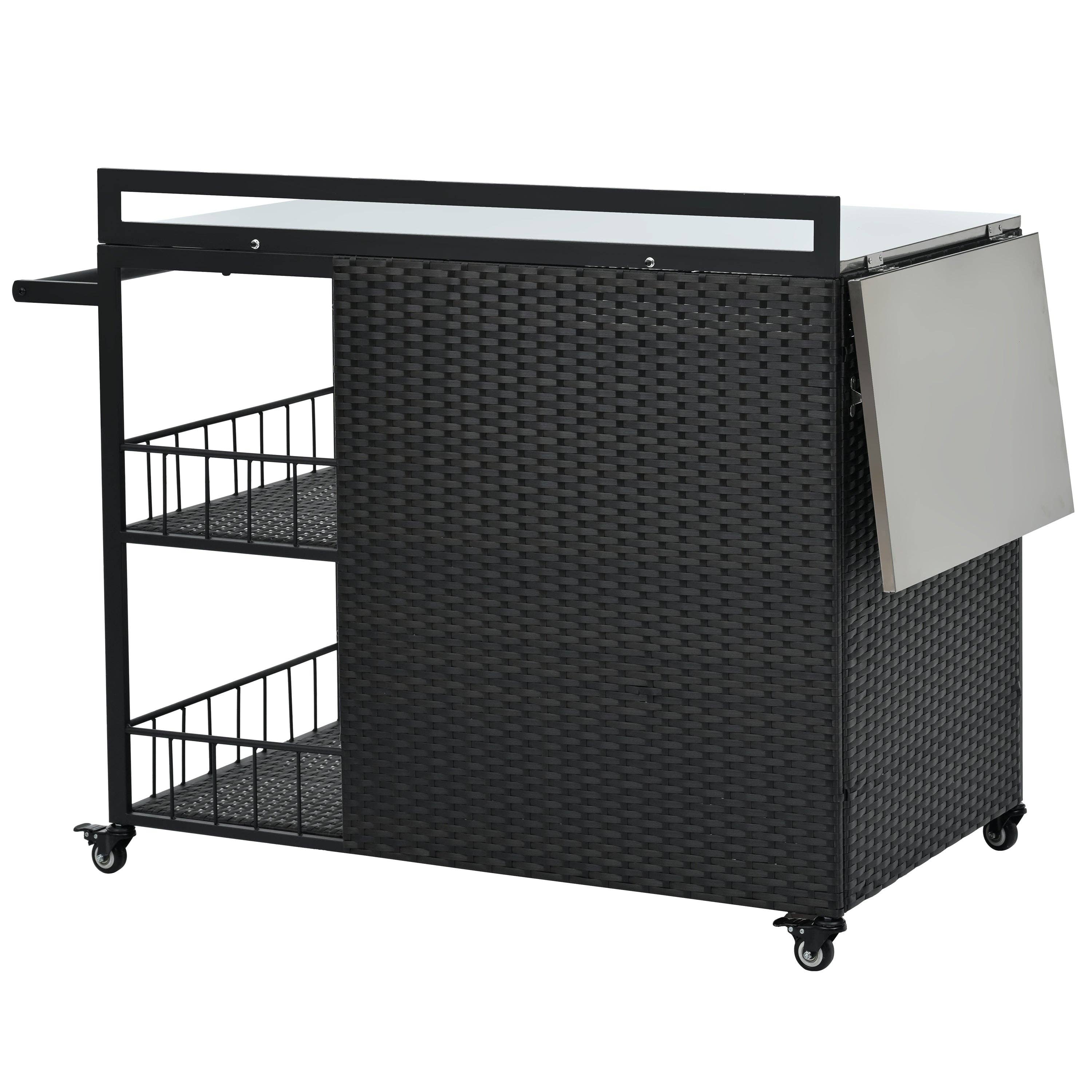 39F Inc. - Vente Outil de gril pour l'extérieur - Chariot de service extérieur avec plateau pliable, armoire de rangement17