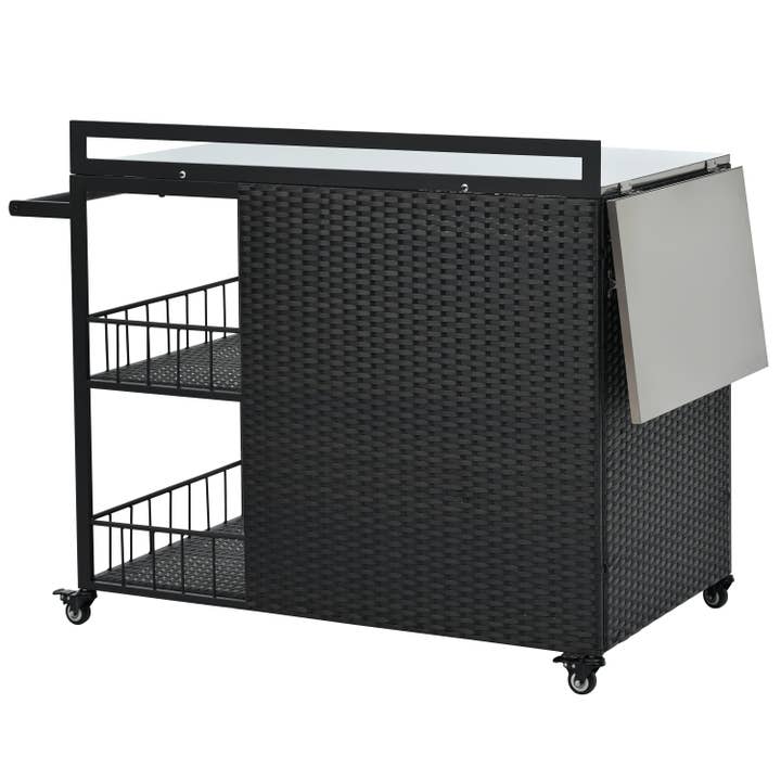 39F Inc. - Vente Outil de gril pour l'extérieur - Chariot de service extérieur avec plateau pliable, armoire de rangement17