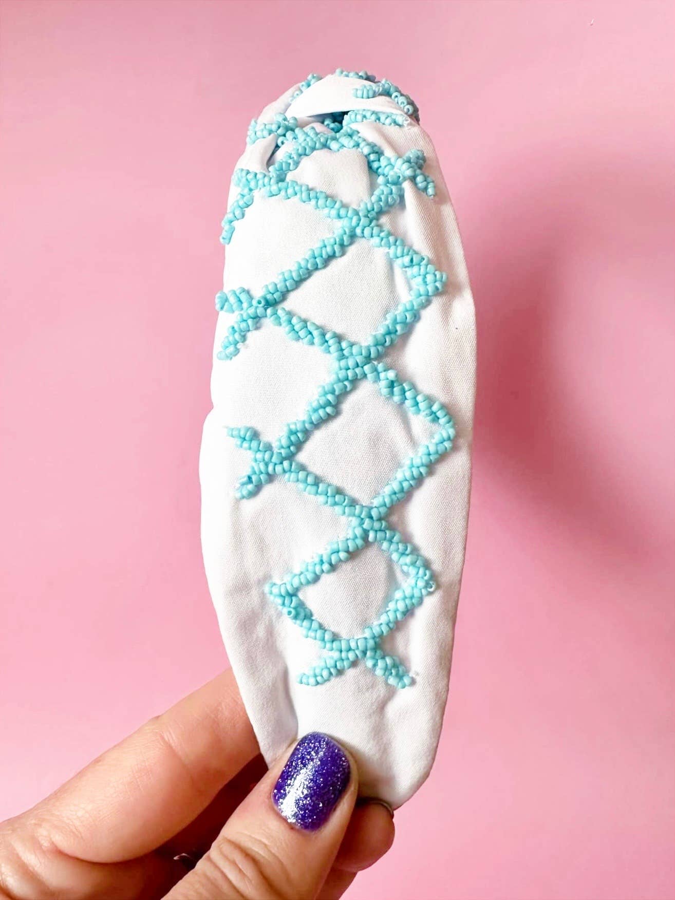 Sandy + Rizzo - Wholesale Fashion Headband - Women's - Blue Lattice Headband1