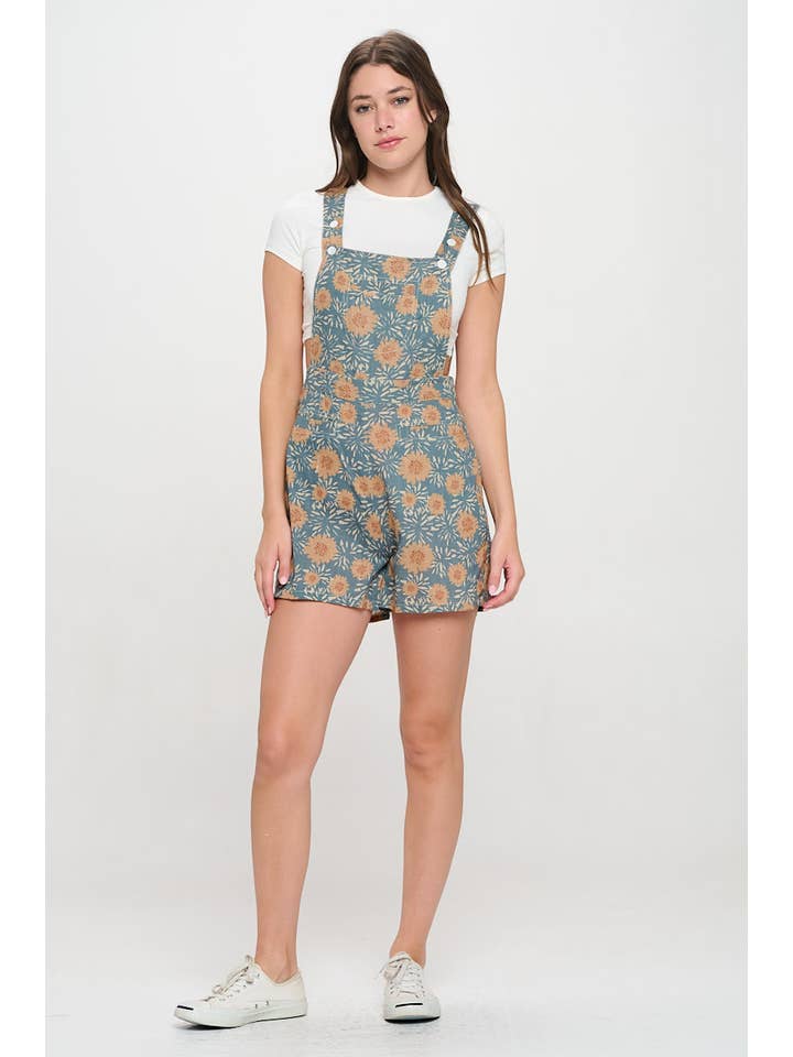 SM WARDROBE – Fato macaco - Mulher por atacado – SHORTALLS VINTAGE COM ESTAMPA DE FLOR3