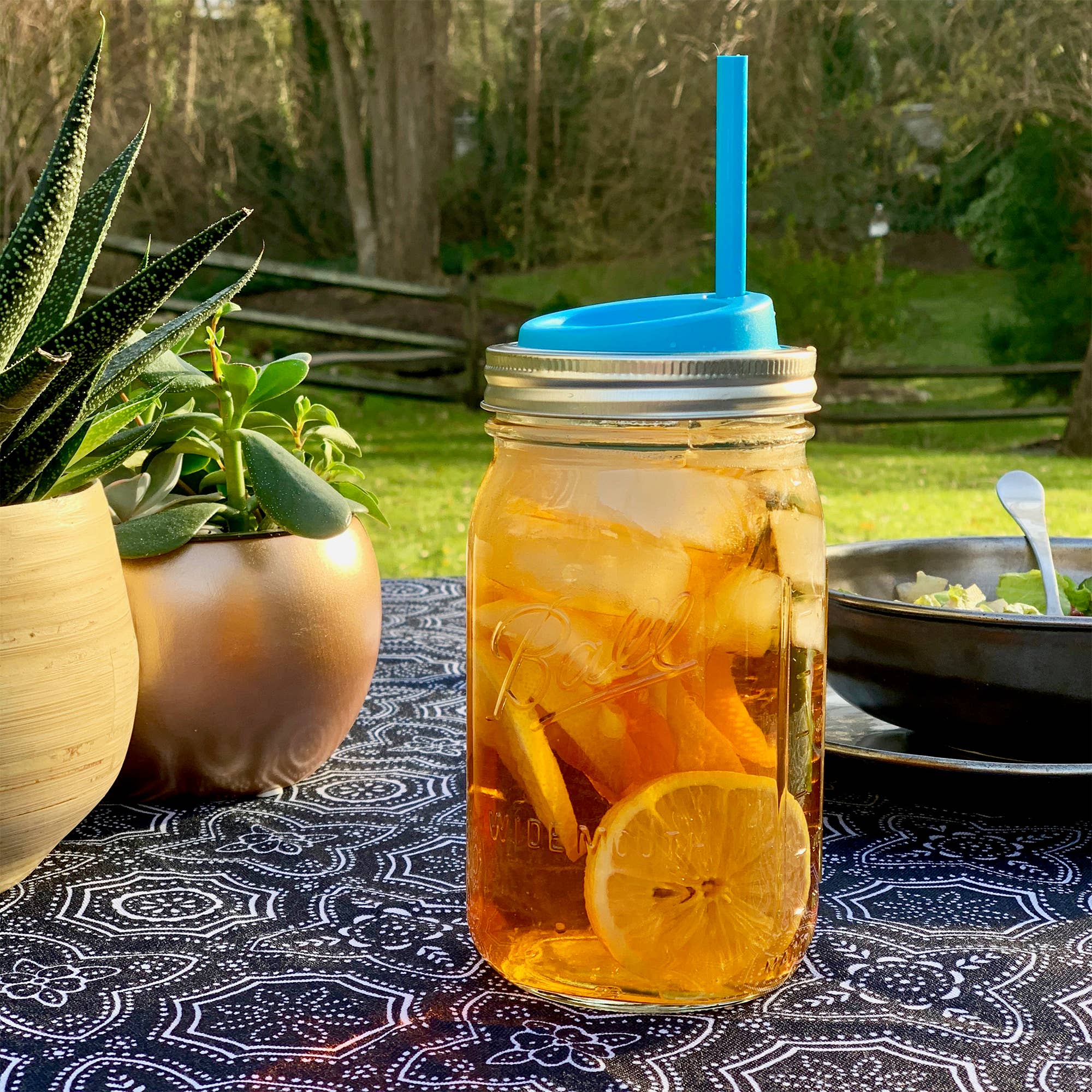 Fox Run Brands - Wholesale Drink Lids - Jarware Drink Lid, Straws for Wide Mouth Mason Jar, Blue5