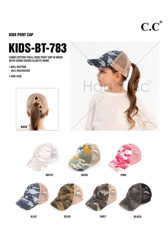 Hana - Wholesale Baseball Cap - Kids - C.C Kids Camo Cotton Twill Pony Cap11