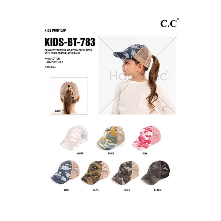 Hana - Wholesale Baseball Cap - Kids - C.C Kids Camo Cotton Twill Pony Cap2