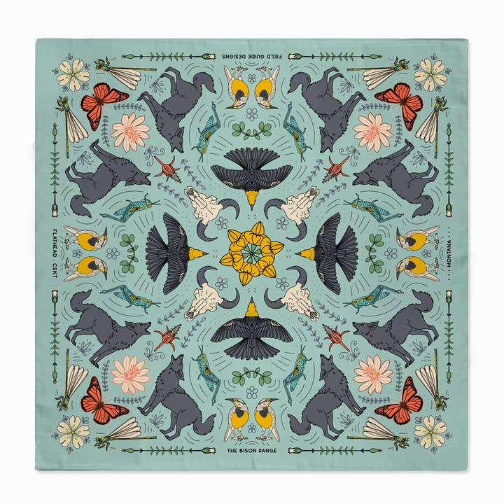 The Bison Range - Montana - Bandana - NEW for wholesale by Field Guide Designs