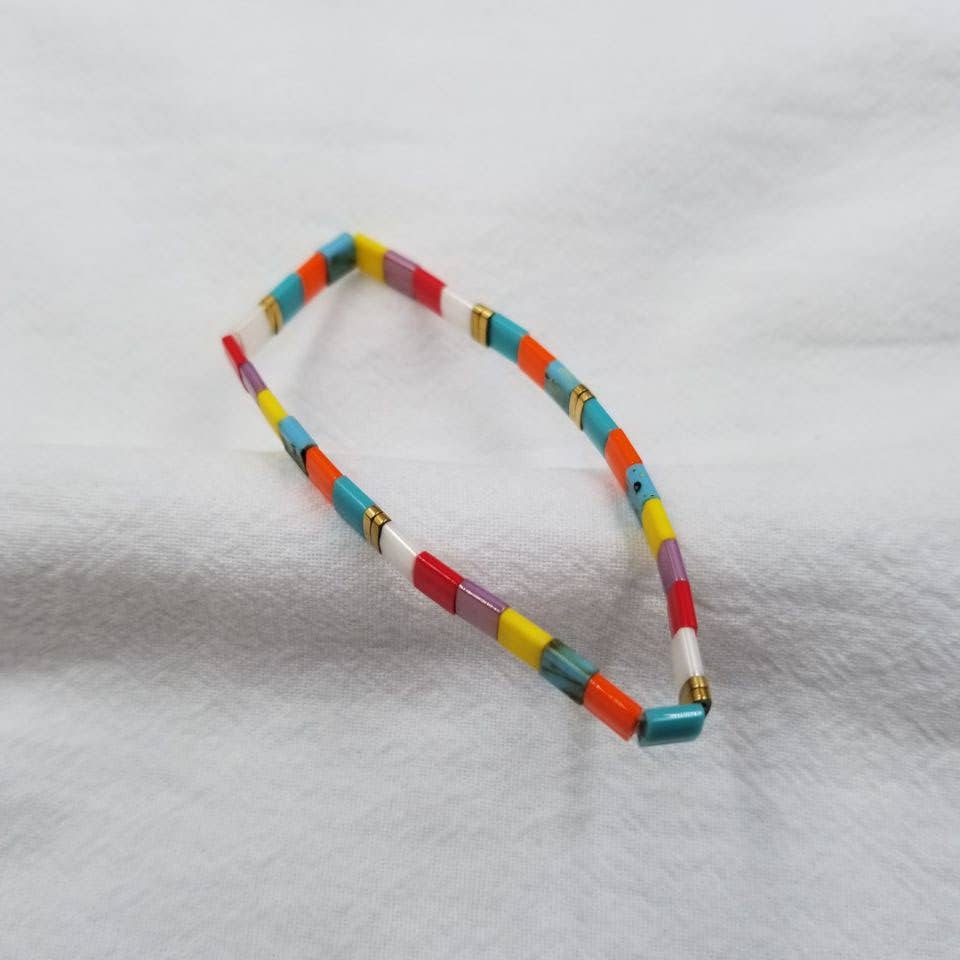 ENA Jewelry - Wholesale Beaded Bracelet - Rainbow Tila Tile Beaded Bracelets