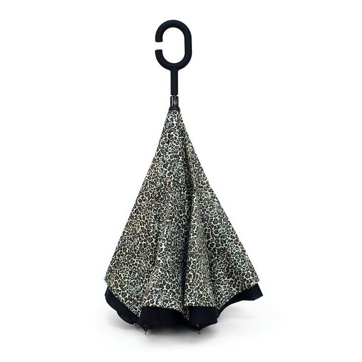 Selini New York - Wholesale Umbrella - Unisex - Leopard Print Double Layer Inverted Umbrella