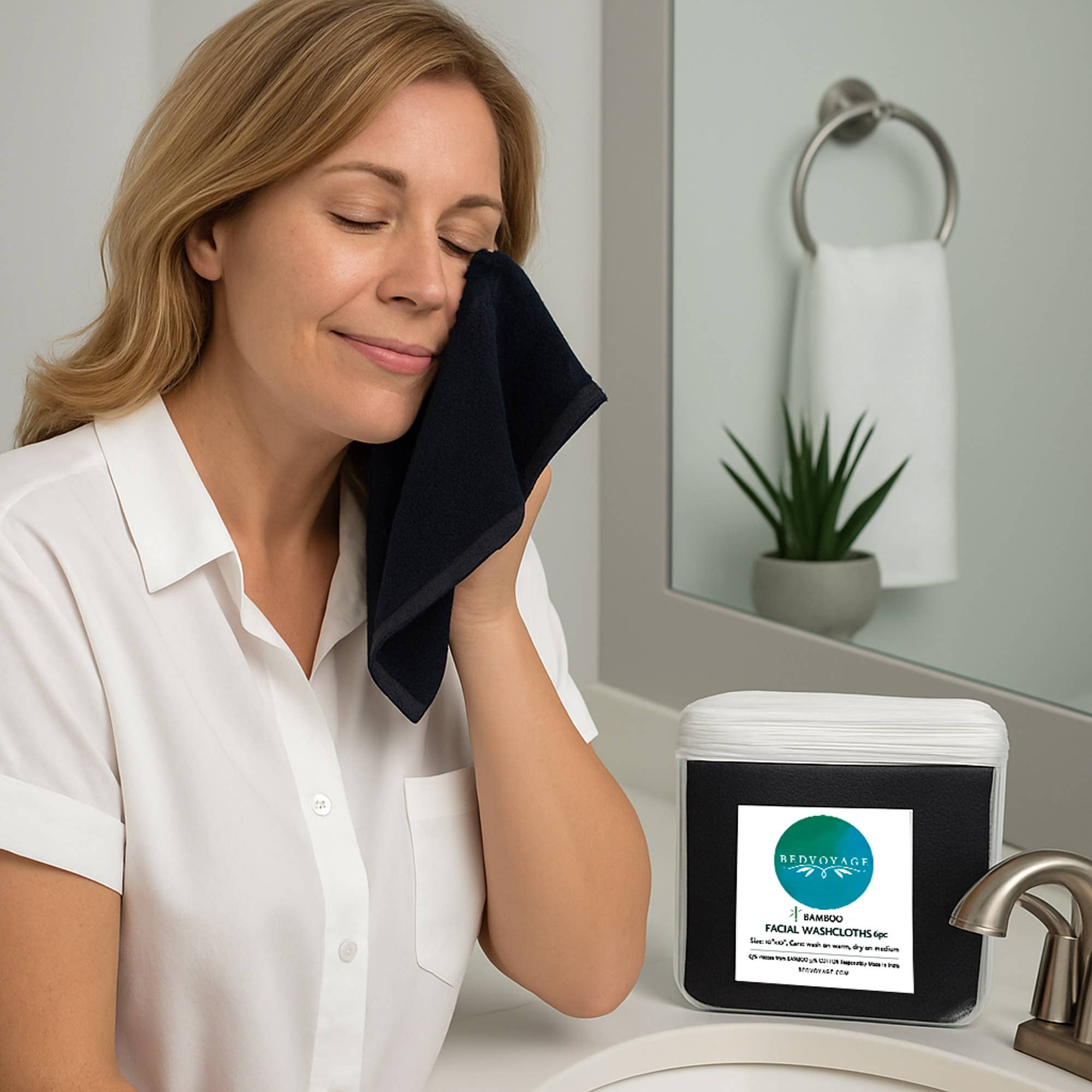 BedVoyage - Wholesale Wash Cloth - BedVoyage viscose from Bamboo Black Facial Washcloth 6-pack1