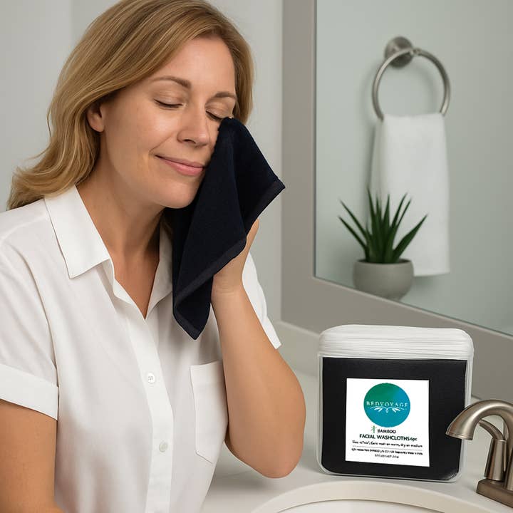 BedVoyage - Wholesale Wash cloth - BedVoyage viscose from Bamboo Black Facial Washcloth 6-pack1